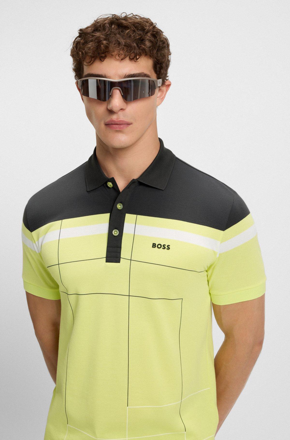 BOSS - Slim-fit polo shirt in quick-dry stretch cotton - Light Green Product Image
