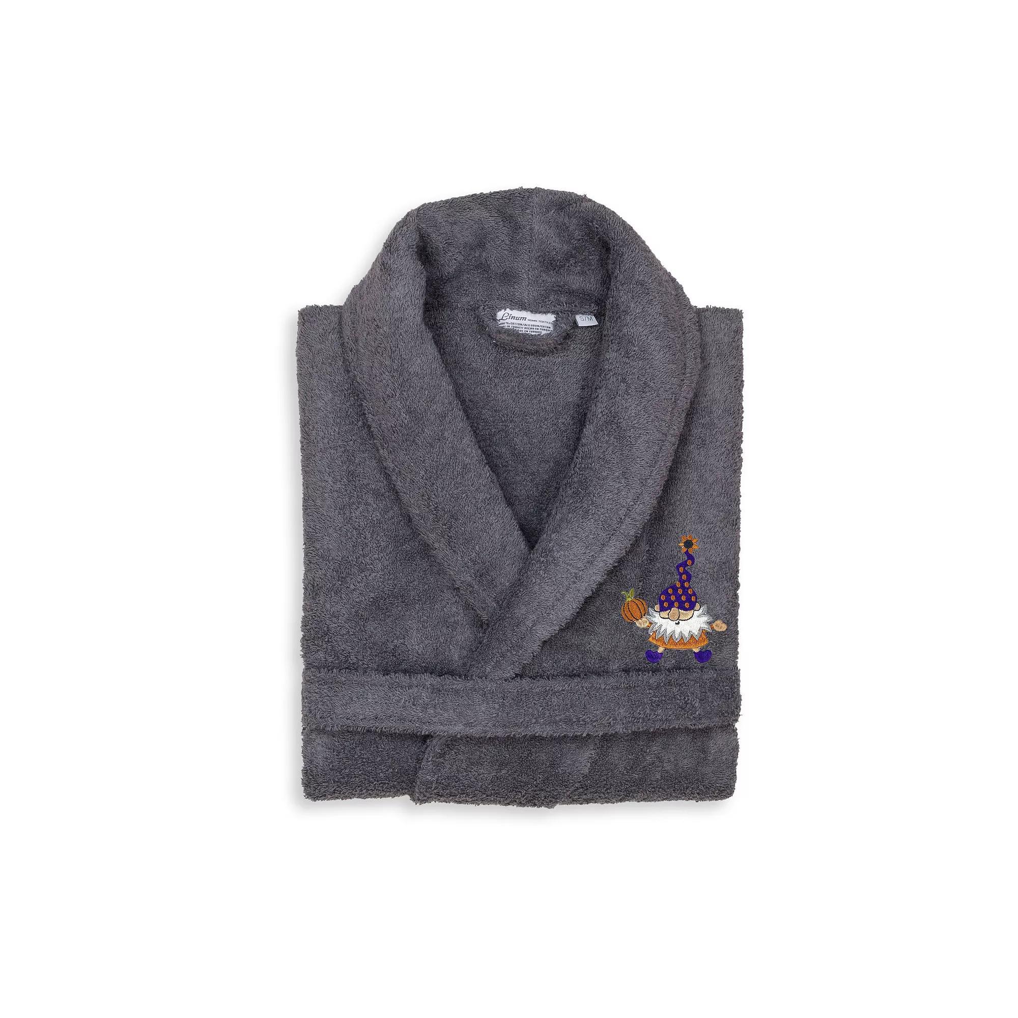 Linum Home Textiles Adult 100% Turkish Cotton Terry Embroidered Bath Robe - Halloween Gnomes, Women's, Size: Small/Medium, Gray Product Image