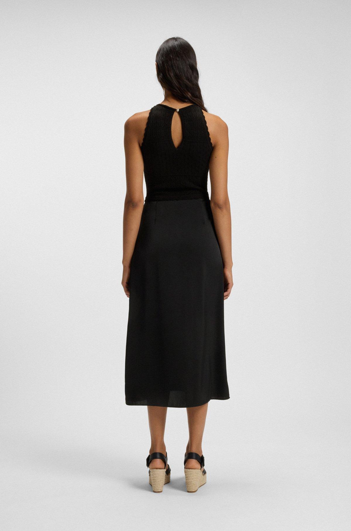BOSS - Knitted dress with contrast-fabric skirt - Black Product Image