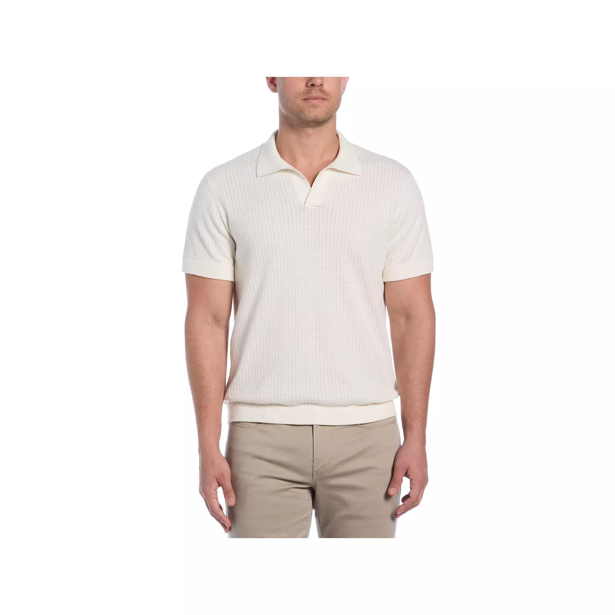 Men's Cubavera Textured Knit Short Sleeve Sweater, Size: Large, Egret Product Image