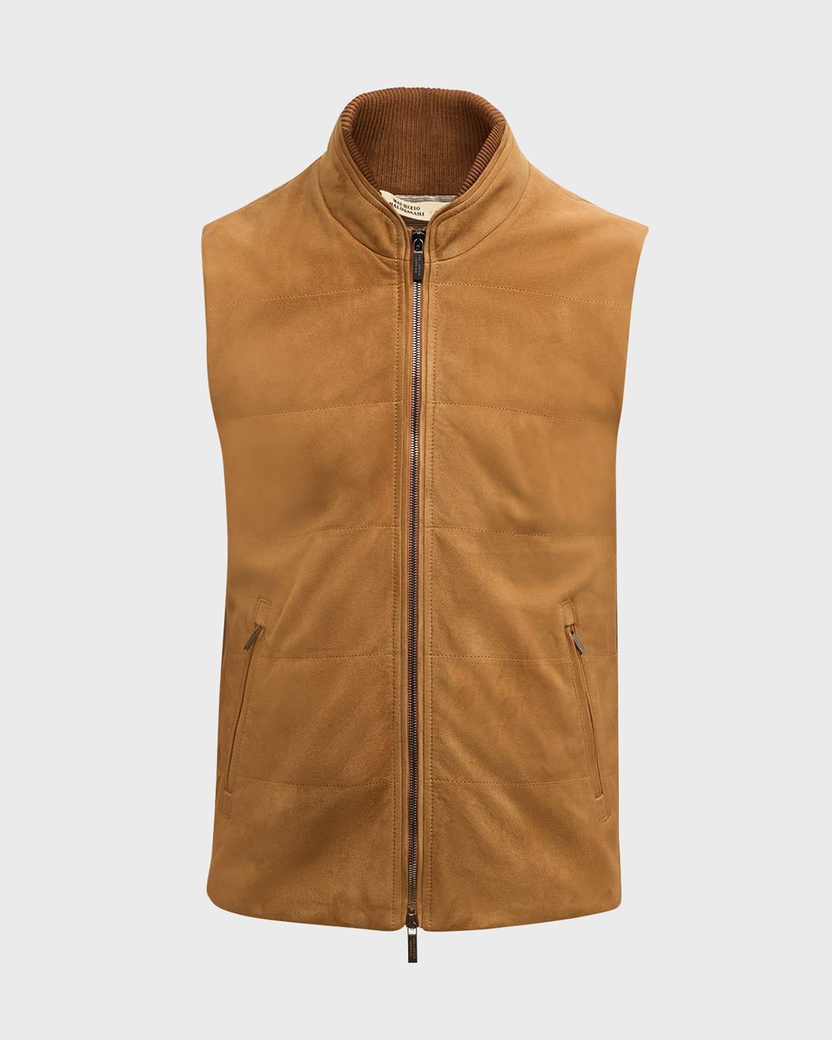 Men's Suede Vest with Knit Sides Product Image