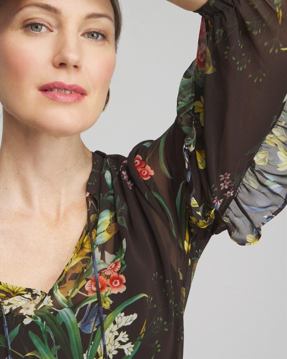 Chiffon Floral Ruffle Sleeve Blouse Product Image