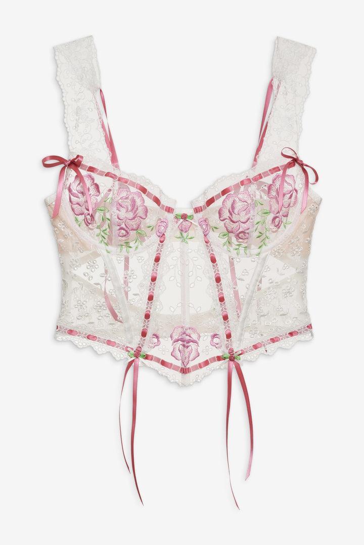 Rose Milk Eyelet Bustier — White Product Image