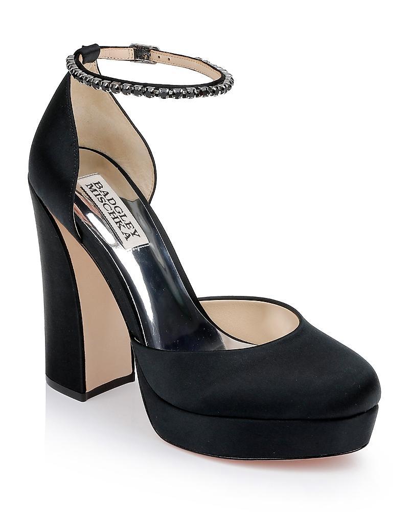 Badgley Mischka Womens Felixa Almond Toe Adorned Strap High Heel Pumps Product Image