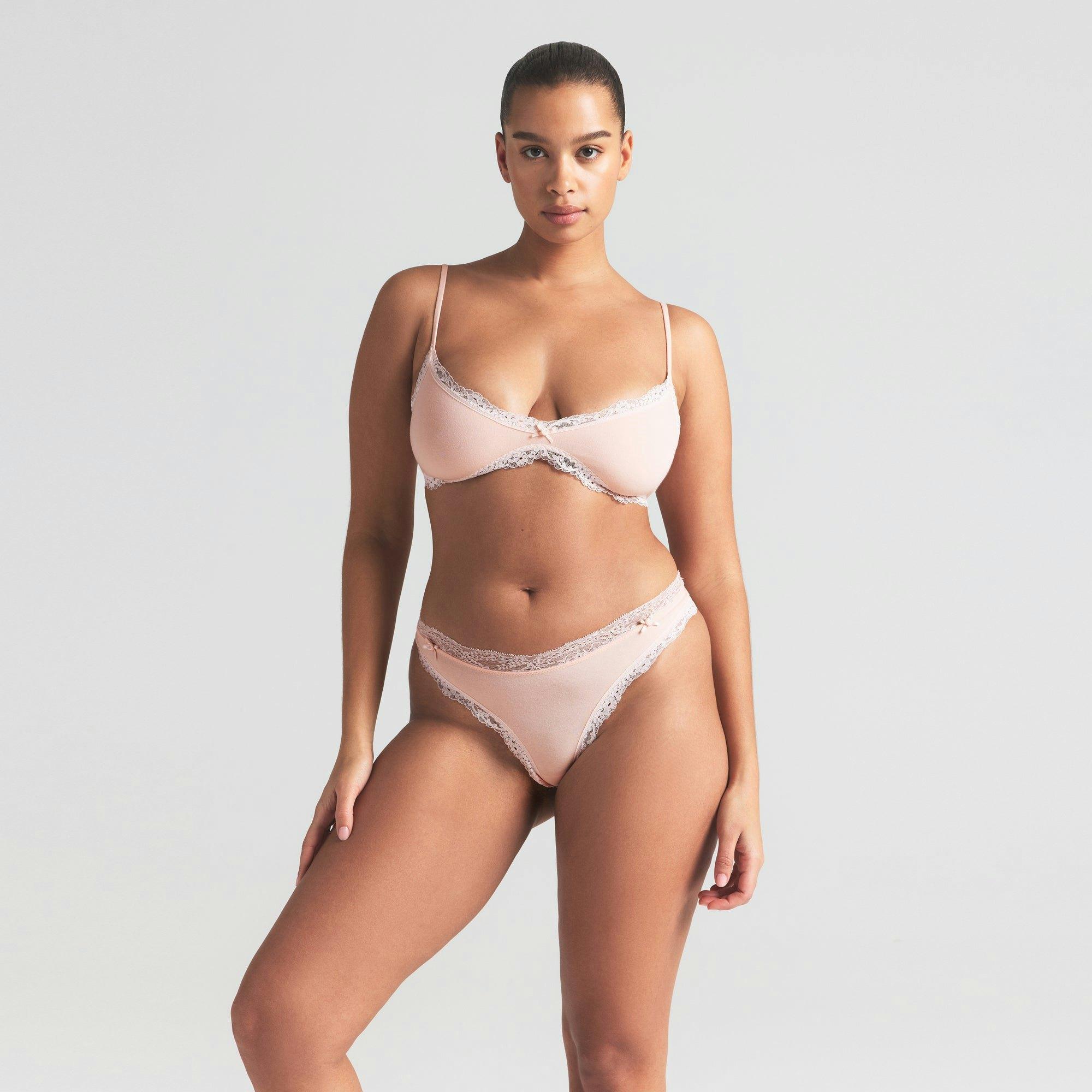 COTTON JERSEY LACE THONG | PRIMROSE Product Image