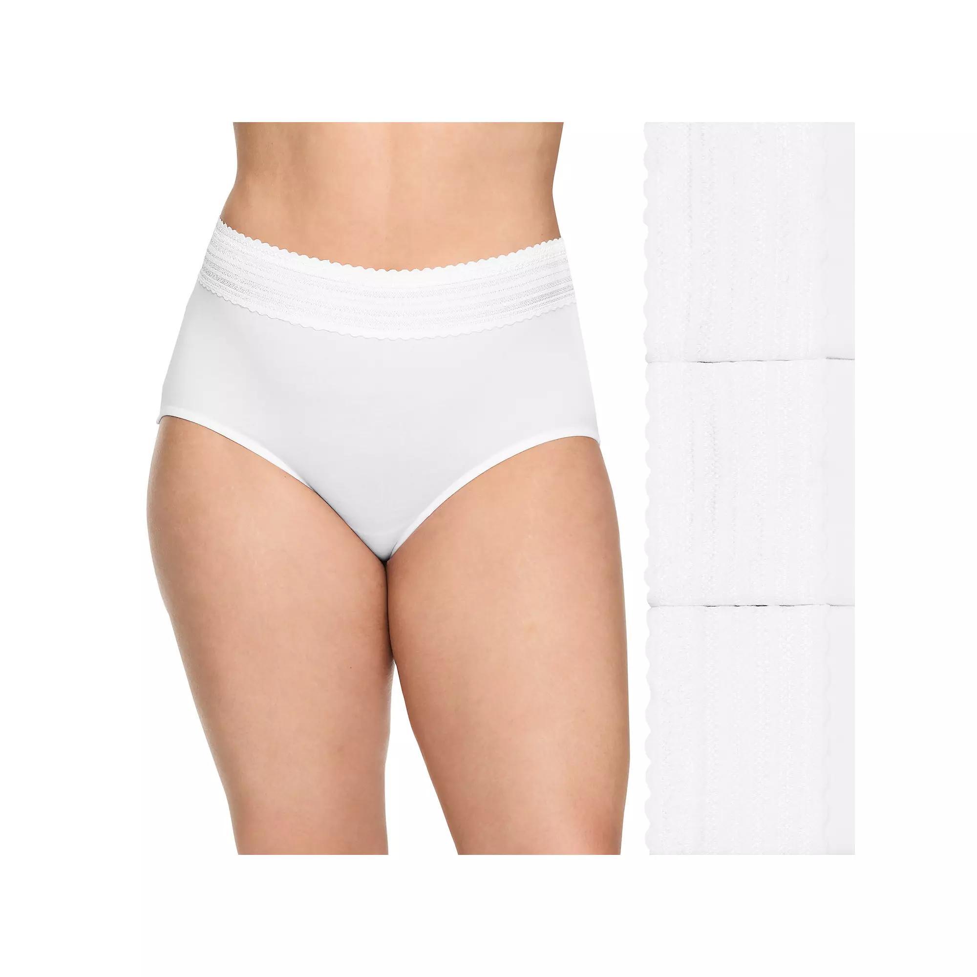 Warners No Pinching No Problems® 3-Pack Dig-Free High-Waist Brief RS2093P, Women's, Size: Large, White Product Image