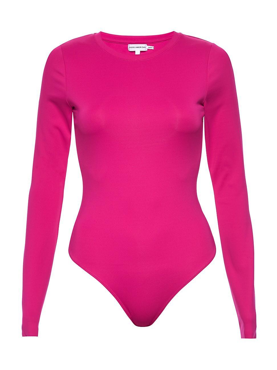Good American Plus Size Scuba Crew Neck Long Sleeve Bodysuit Product Image