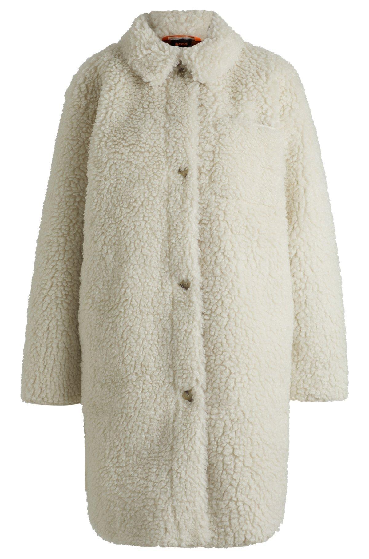 Faux-fur coat with chest pocket Product Image