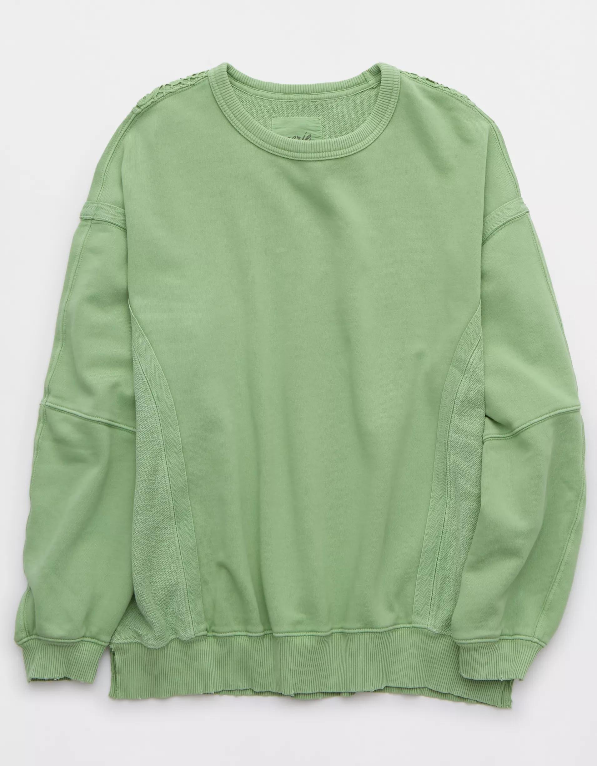 Aerie Keep It Light Crochet Crew Sweatshirt Product Image