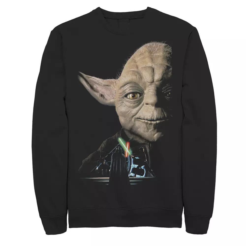 Men's Star Wars Yoda Vader And Luke Fleece Tee, Size: Small, Black Product Image