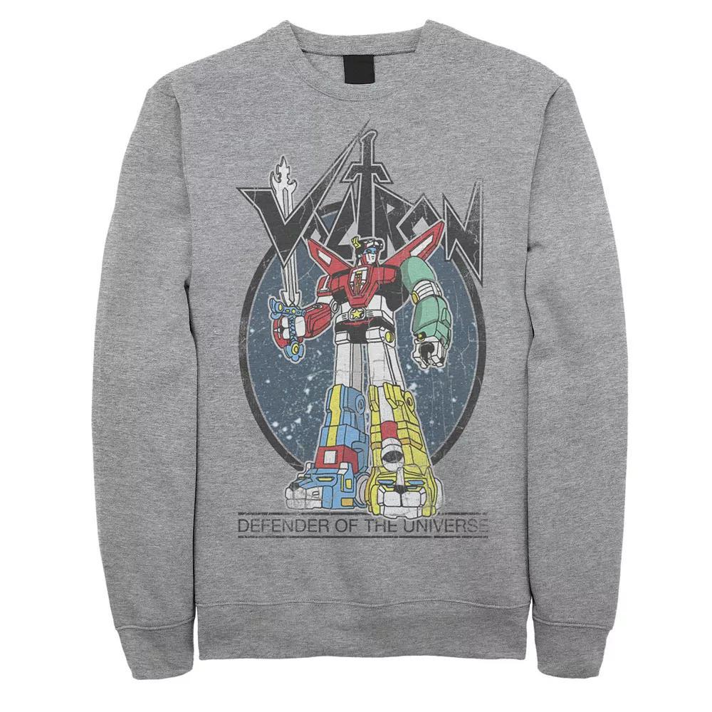 Men's Voltron: Retro Defender Colorful Distressed Graphic Fleece, Size: 3XL, Athletic Grey Product Image