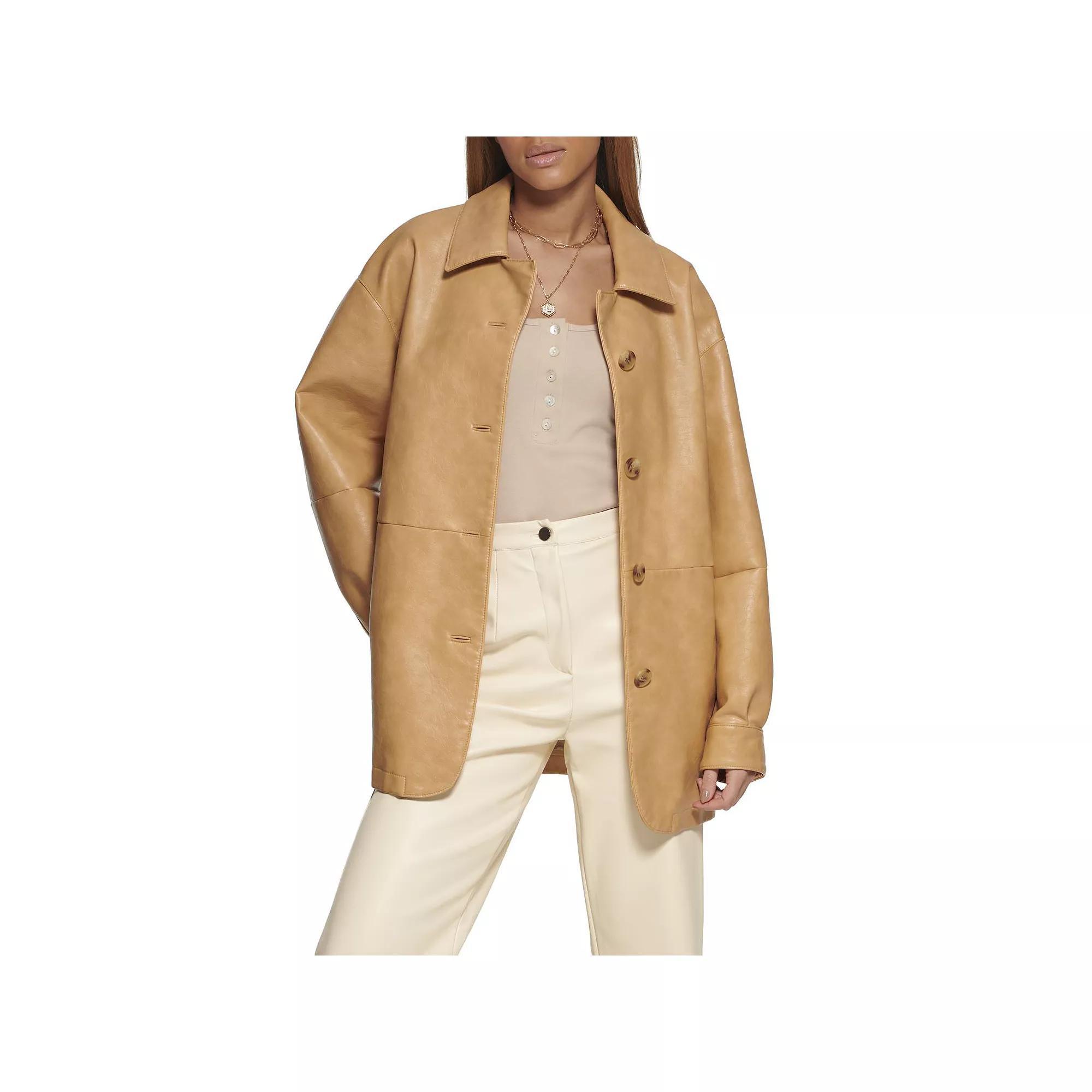 Women's Levi's® Faux Leather Vintage Collared Shirt Jacket, Size: Large, Grey Product Image