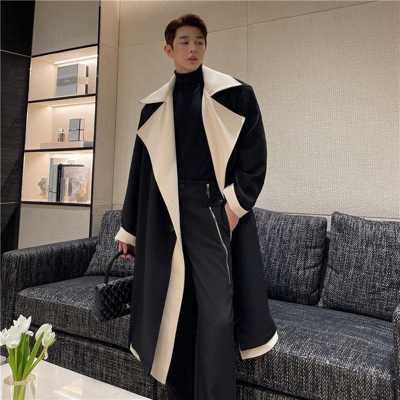 Long-Sleeve Color-Block Woolen Coat Product Image