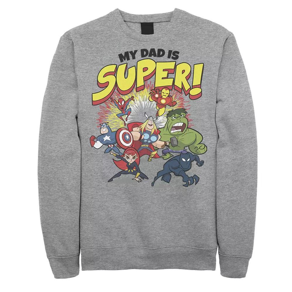 Men's Marvel Father's Day My Dad Is Super Avengers Breakthrough Sweatshirt, Size: Large, Athletic Grey Product Image