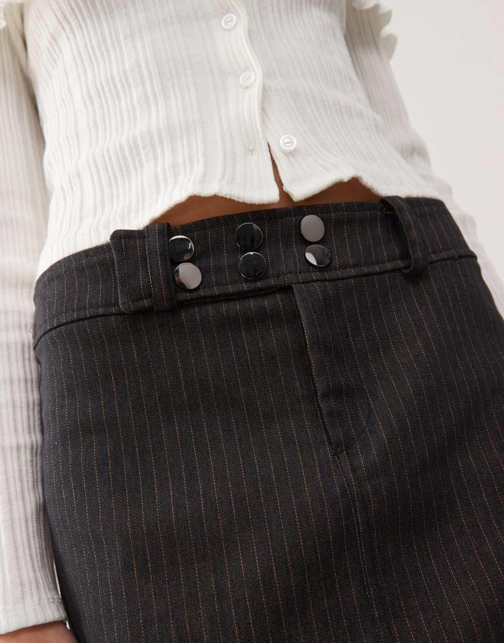 COLLUSION low rise pinstripe mini skirt in black Product Image
