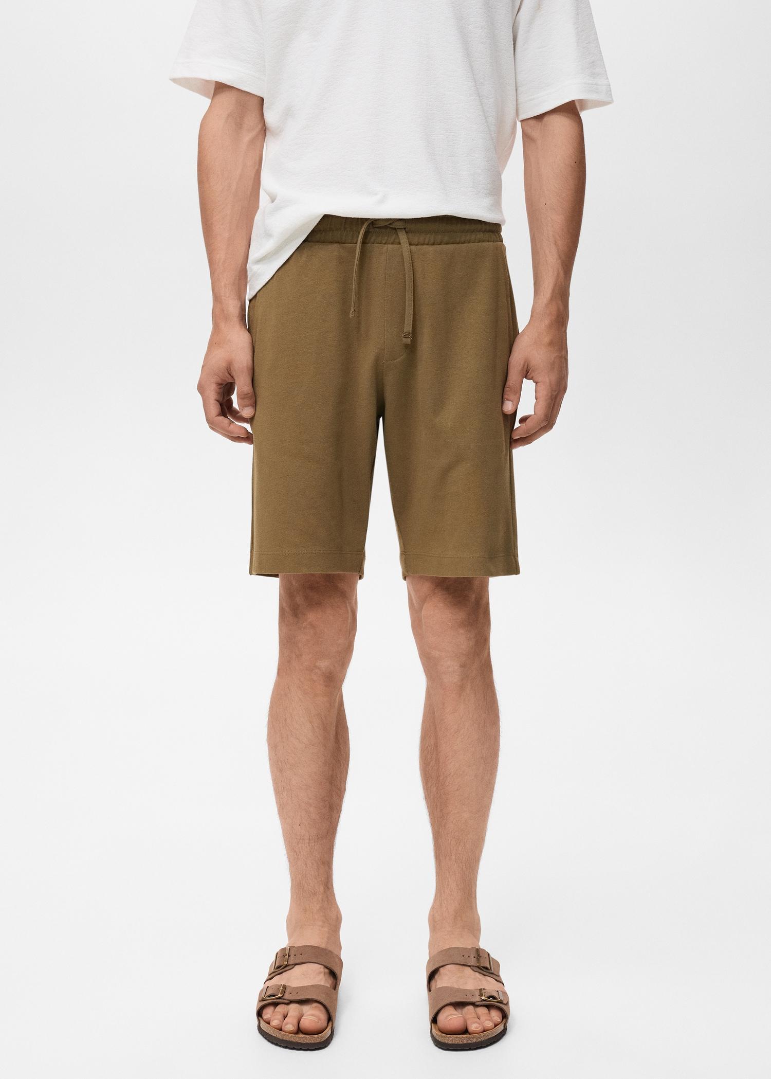100% cotton bermuda shorts with drawstring - Men | MANGO USA Product Image
