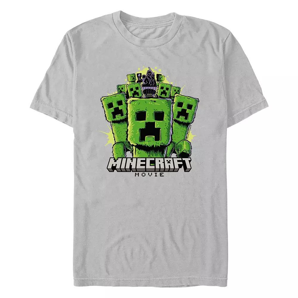 Men's Minecraft Movie Creeper Mob Graphic Tee, Size: XXL, Silver Product Image