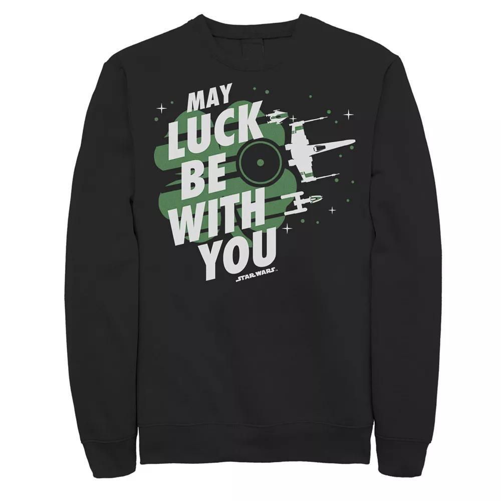 Men's Star Wars May Luck Be With You St. Patty's Sweatshirt, Size: Small, Black Product Image