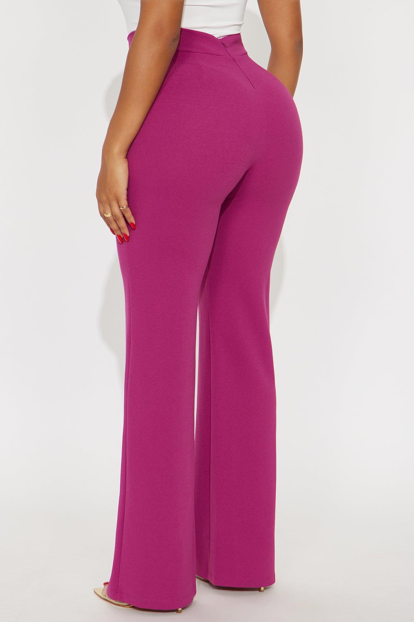 Victoria High Waisted Dress Pants - Raspberry Product Image