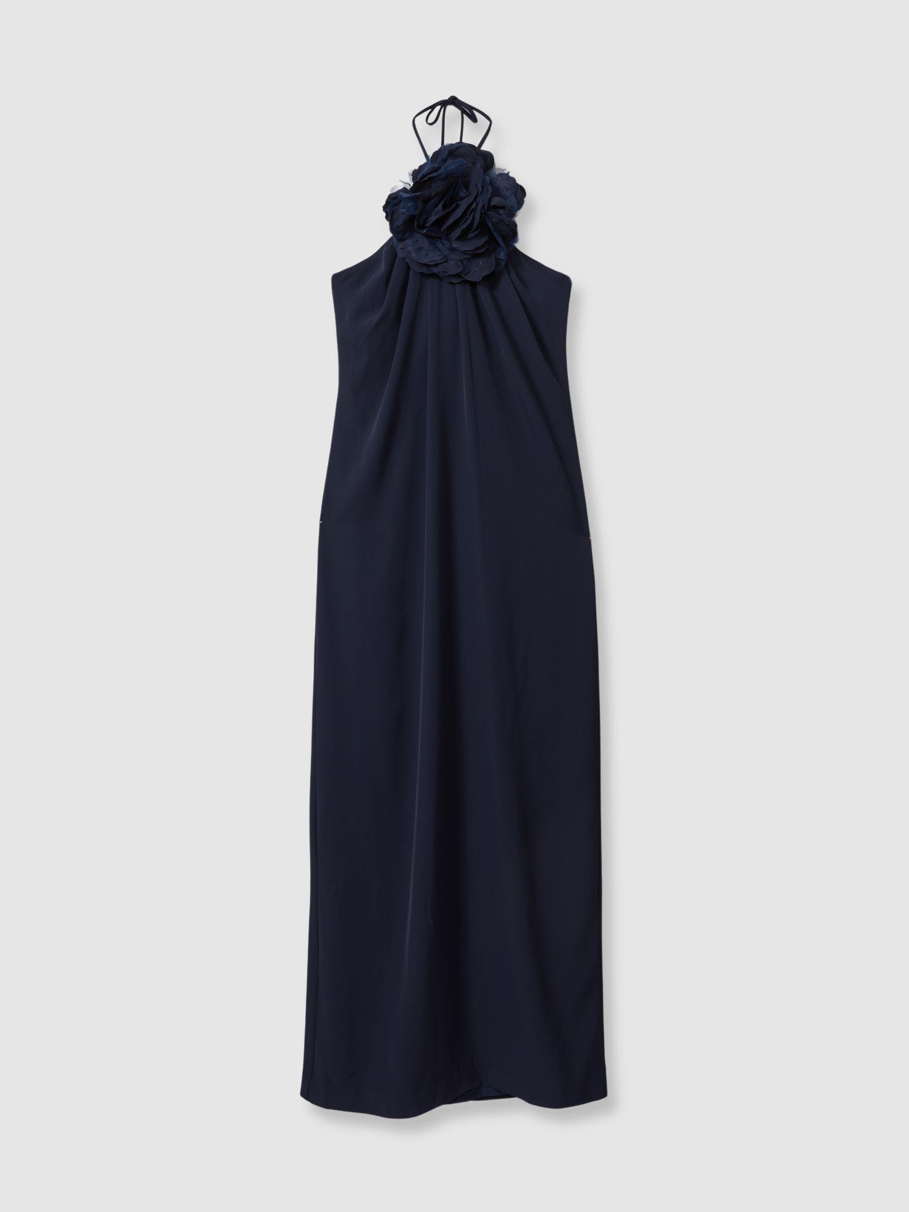 Halston Rosette Maxi Dress in Navy Product Image