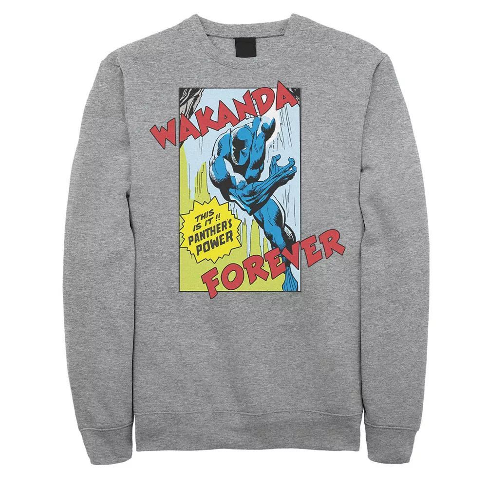 Men's Marvel Black Panther Vintage Comic Poster Sweatshirt, Size: XL, Athletic Grey Product Image