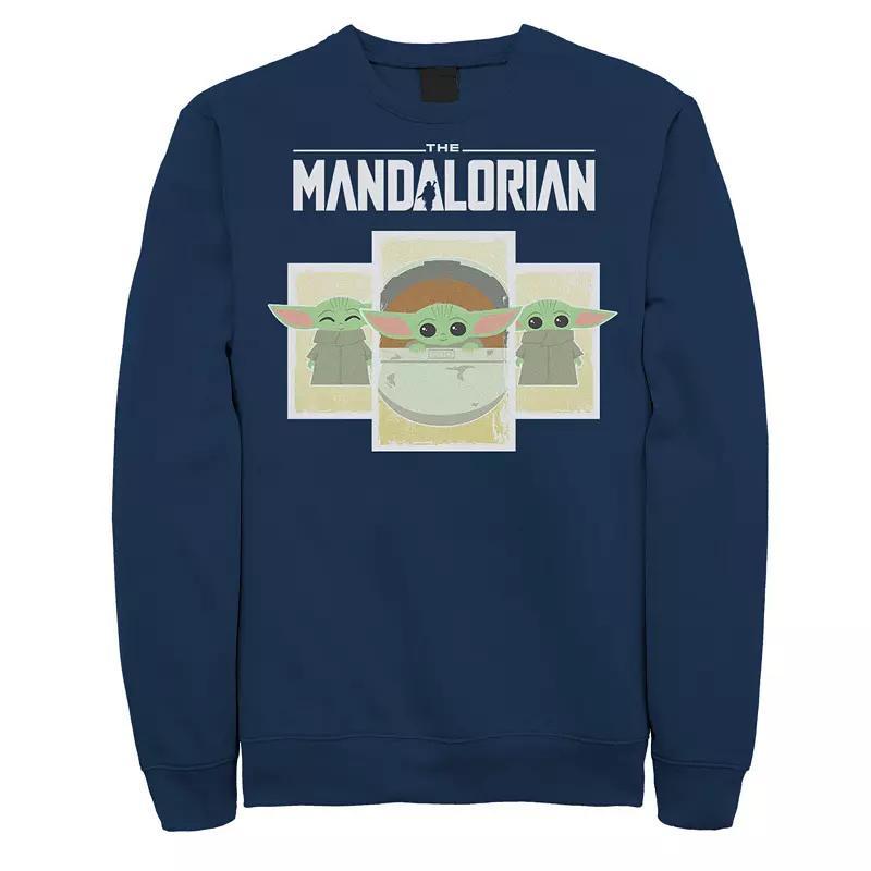 Men's Star Wars The Mandalorian The Child Cartoon Panels Sweatshirt, Size: Large, Blue Product Image