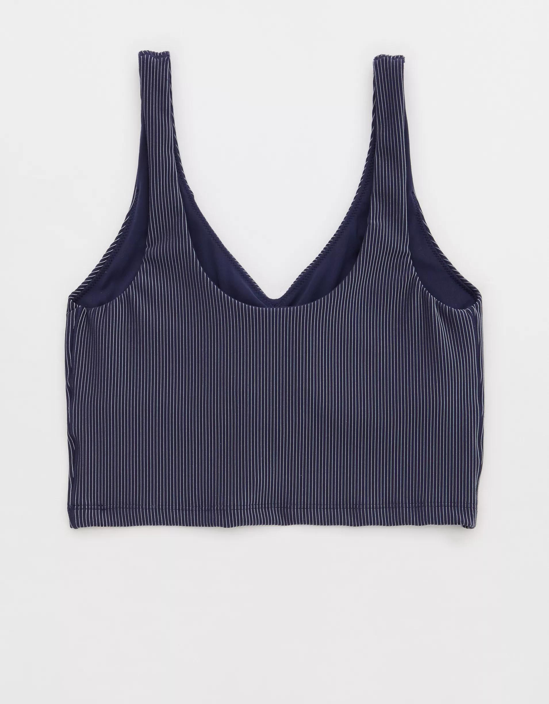 OFFLINE By Aerie Stripe Rib Ruched Low Key Sports Bra Product Image