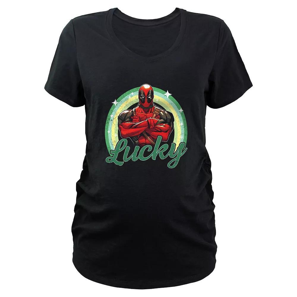 Maternity Marvel Deadpool Lucky Graphic Tee, Women's, Size: Large-Mat, Black Product Image