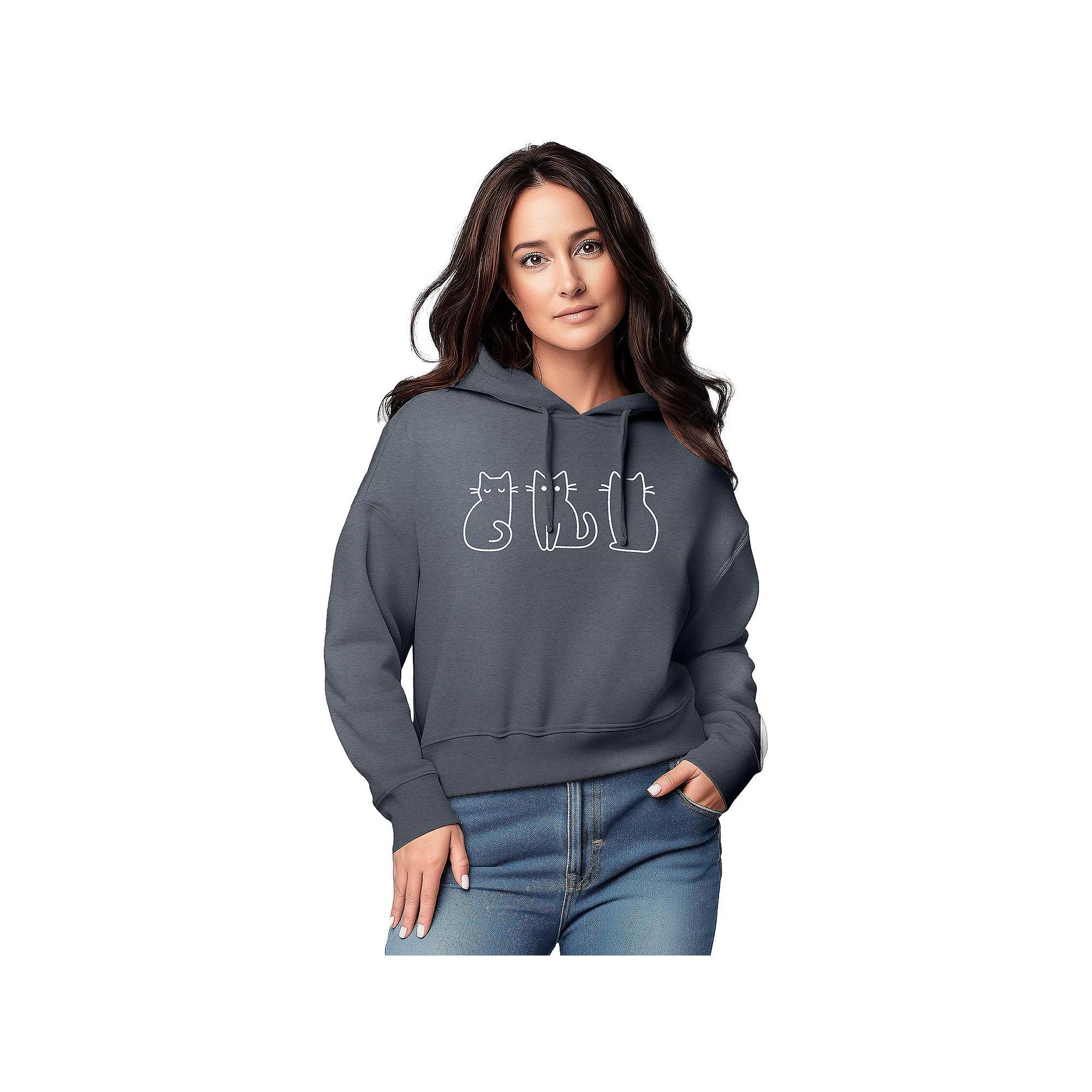 Womens Mama Life Leopard Graphic Cropped Hoodie Grey Blue Product Image