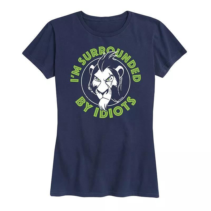 Disneys Lion King Scar Womens Surrounded By Idiots Graphic Tee Blue Product Image
