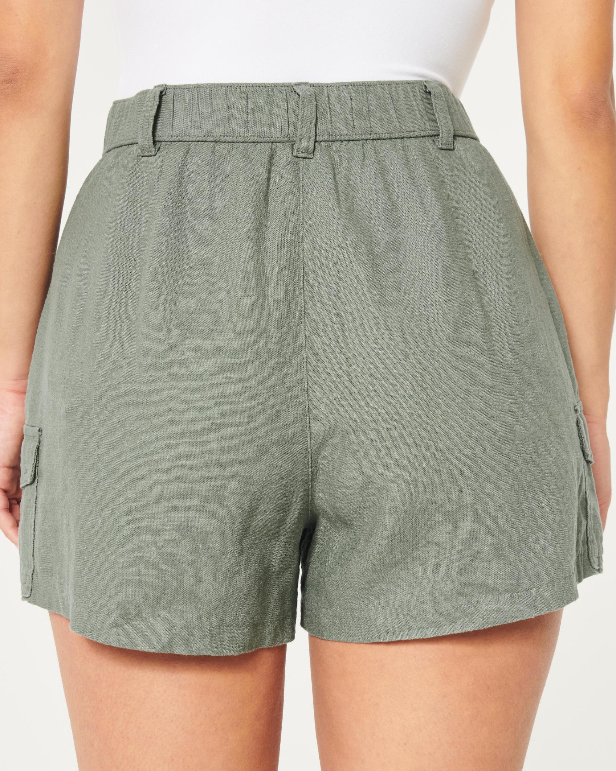 Ultra High-Rise Linen-Blend Soft Cargo Shorts Product Image
