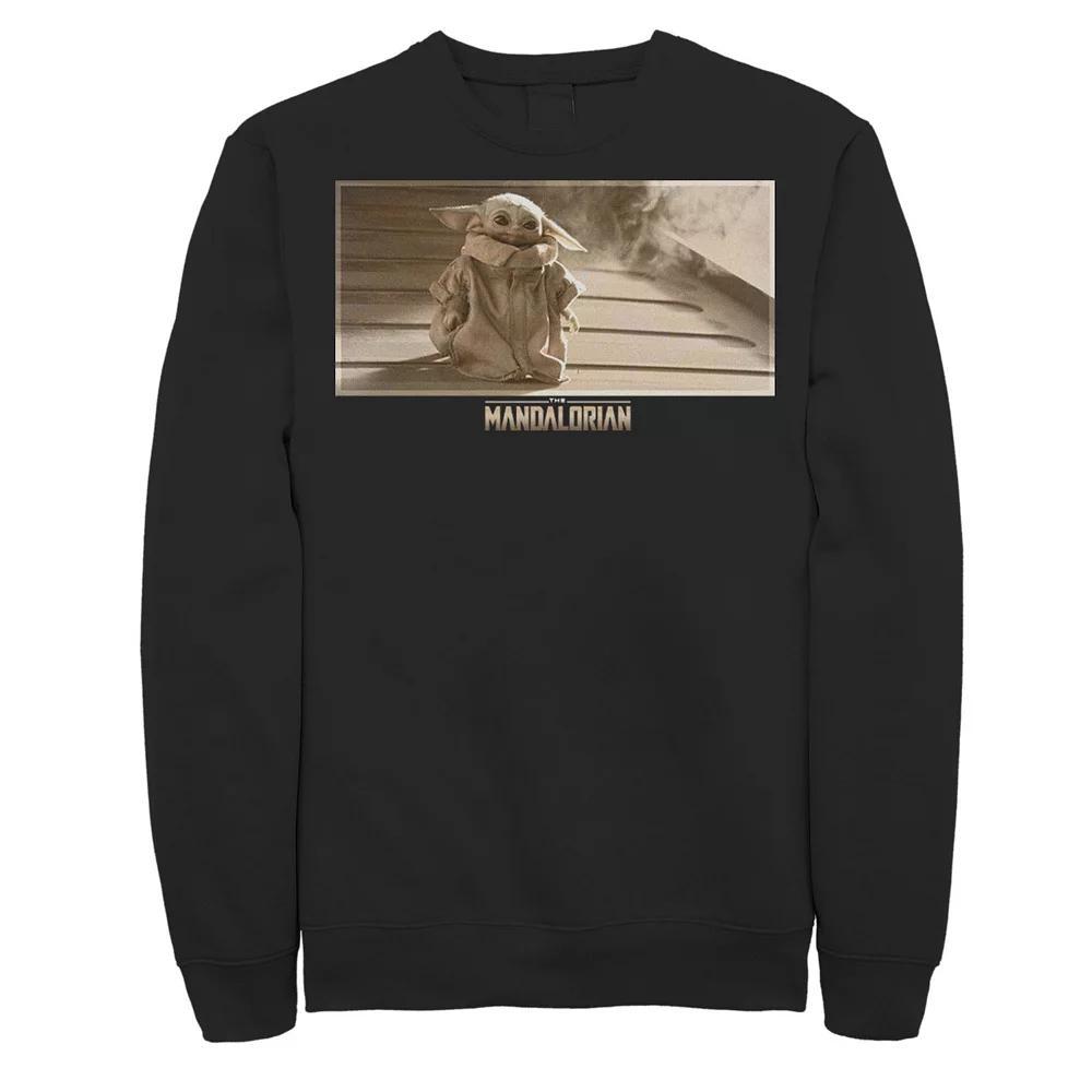 Men's Star Wars The Mandalorian The Child Descending Portrait Sweatshirt, Size: Small, Black Product Image