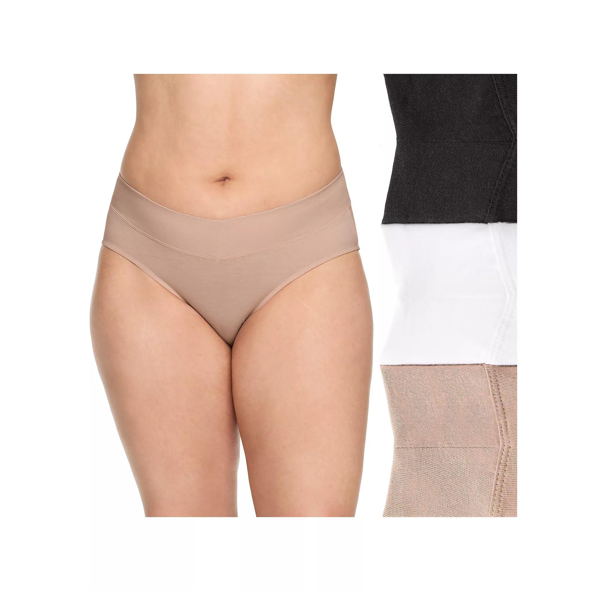 Women's Warners No Pinching No Problems® 3-pk. Dig-Free Mid-Waist Hipster Panty Set RU4403P, Size: XXXL, Black Toasted Brown Product Image