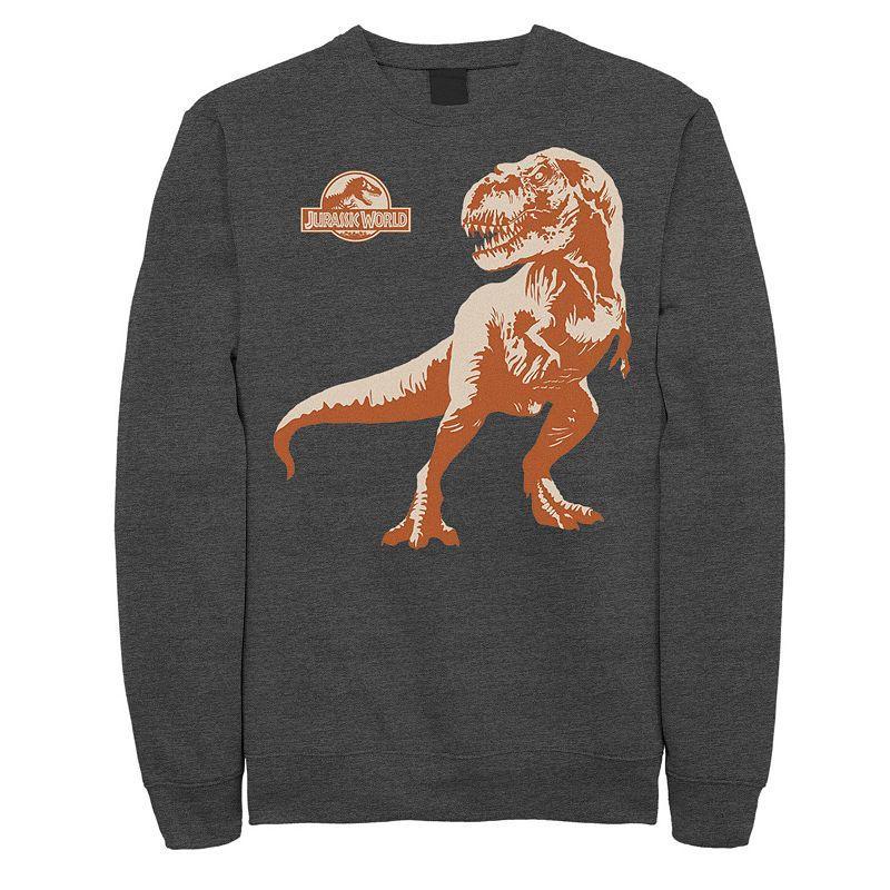 Men's Jurassic Park Orange Hue T-Rex Portrait Logo Graphic Fleece Pullover, Size: 3XL, Blue Product Image