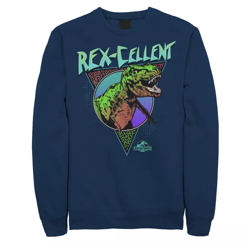 Men's Jurassic World Rex-Cellent Retro Colors Sweashirt, Size: XL, Blue Product Image