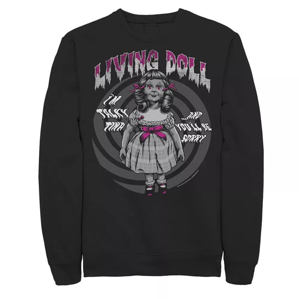 Men's Twilight Zone Living Doll Talky Tina Creepy Sweatshirt, Size: Medium, Black Product Image