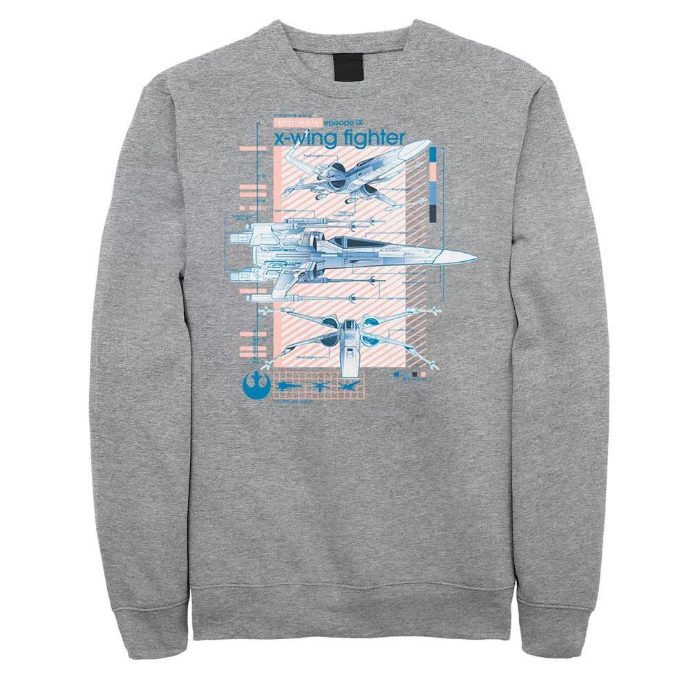 Men's Star Wars The Rise of Skywalker X-Wing Details Fleece Graphic Top, Size: Large, Athletic Grey Product Image