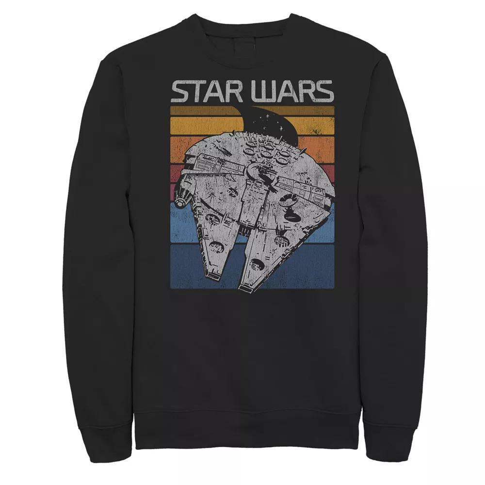 Men's Star Wars Millennium Falcon Retro Lines Poster Sweatshirt, Size: Medium, Black Product Image