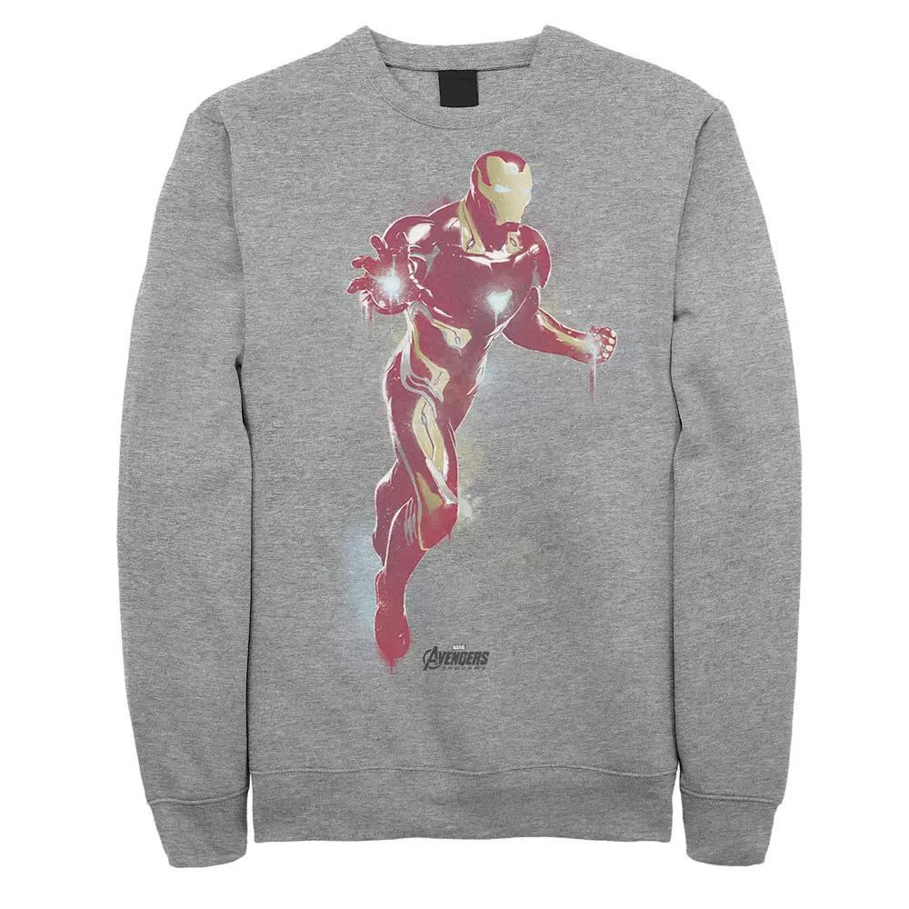Men's Marvel Avengers: Endgame Iron Man Spray Paint Sweatshirt, Size: XXL, Athletic Grey Product Image