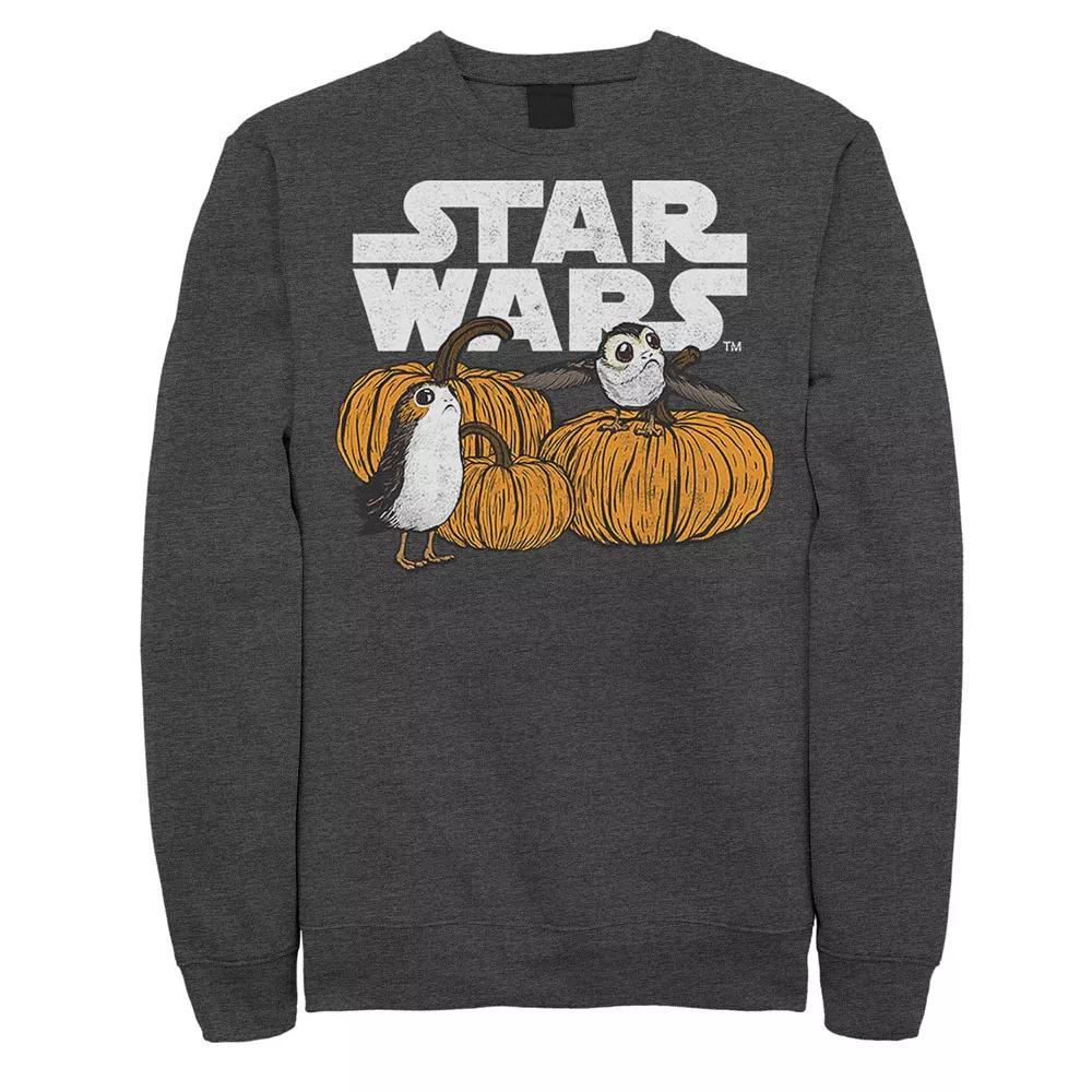 Mens Star Wars Porg Pumpkin Patch Halloween Sweatshirt Grey Heather Product Image