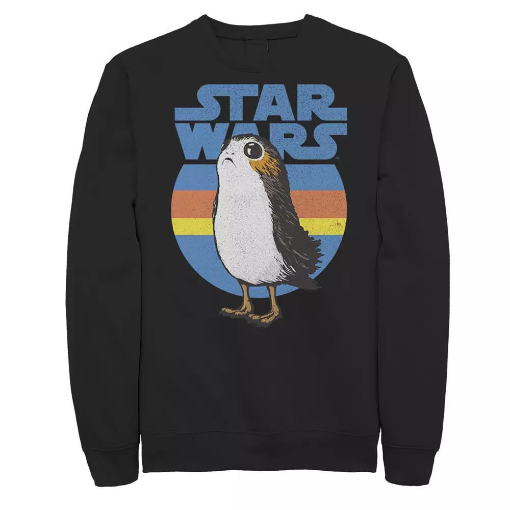 Men's Star Wars Last Jedi Porg Retro Stripes Logo Sweatshirt, Size: Small, Black Product Image