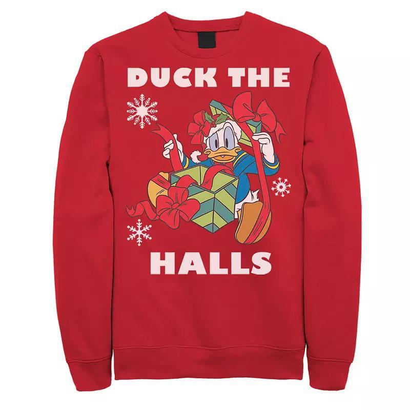 Disney's Donald Duck The Halls Men's Christmas Portrait Sweatshirt, Size: 3XL, Red Product Image