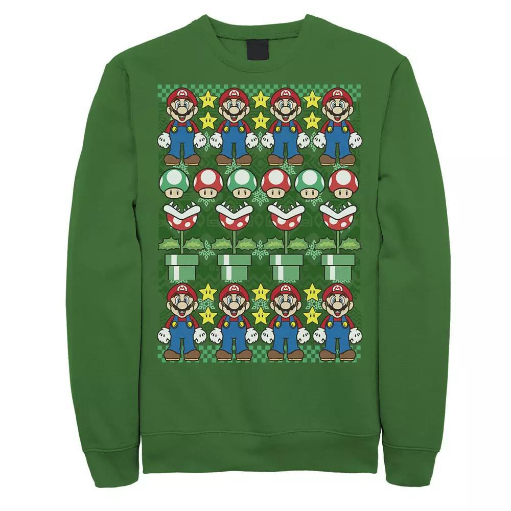 Men's Nintendo Super Mario Character Stack Ugly Christmas Sweater Style Sweatshirt, Size: XL, Red Product Image