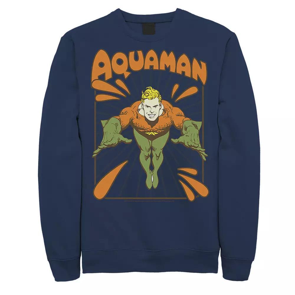 Men's DC Comics Aquaman Simple Text Logo Portrait Fleece Sweatshirt, Size: XXL, Blue Product Image