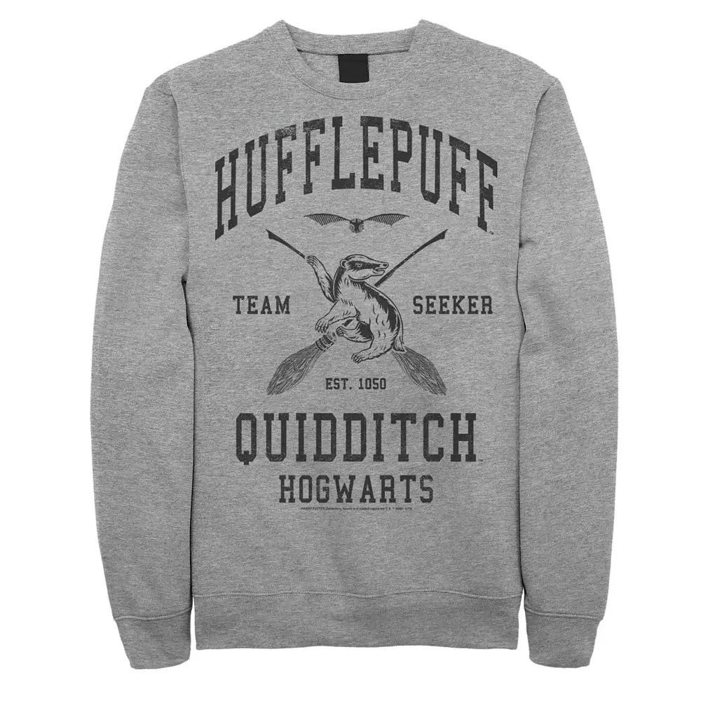 Men's Harry Potter Deathly Hallows 2 Hufflepuff Quidditch Fleece Pullover, Size: XL, Athletic Grey Product Image