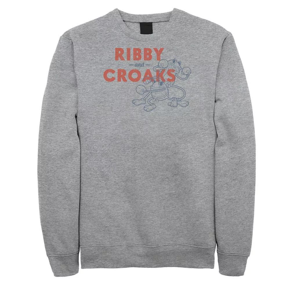 Big & Tall Cuphead Ribby And Croaks Outline Sweatshirt, Men's, Size: 3XL, Athletic Grey Product Image