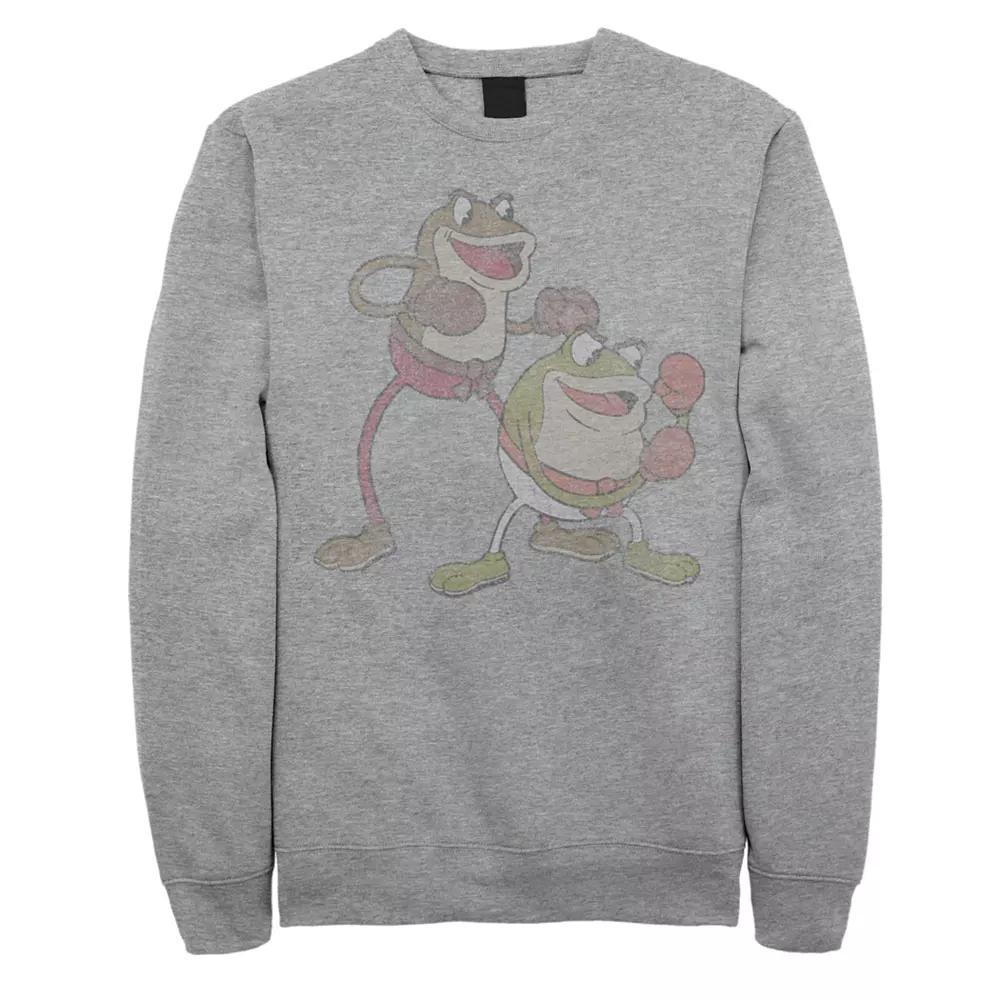 Big & Tall Cuphead Ribby And Croaks Boxing Frogs Sweatshirt, Men's, Size: 3XL, Athletic Grey Product Image