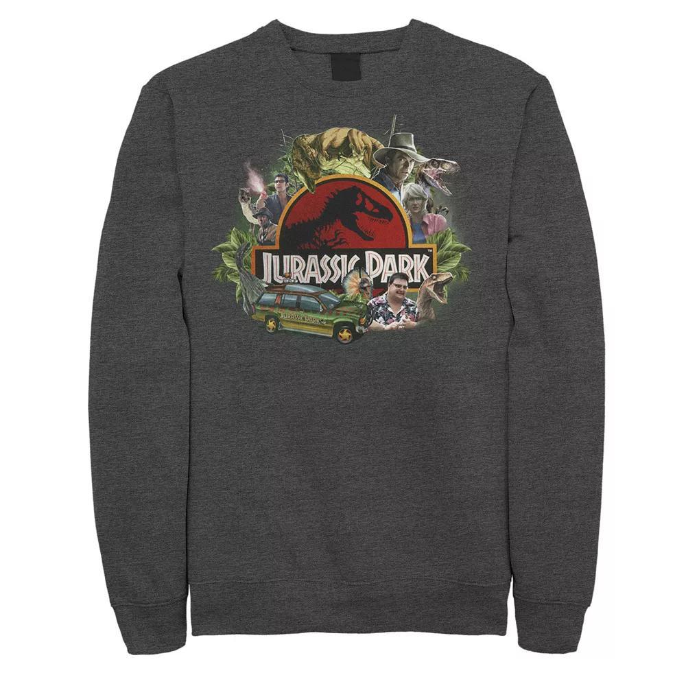 Men's Jurassic Park Character Collage Logo Sweatshirt, Size: XXL, Grey Heather Product Image