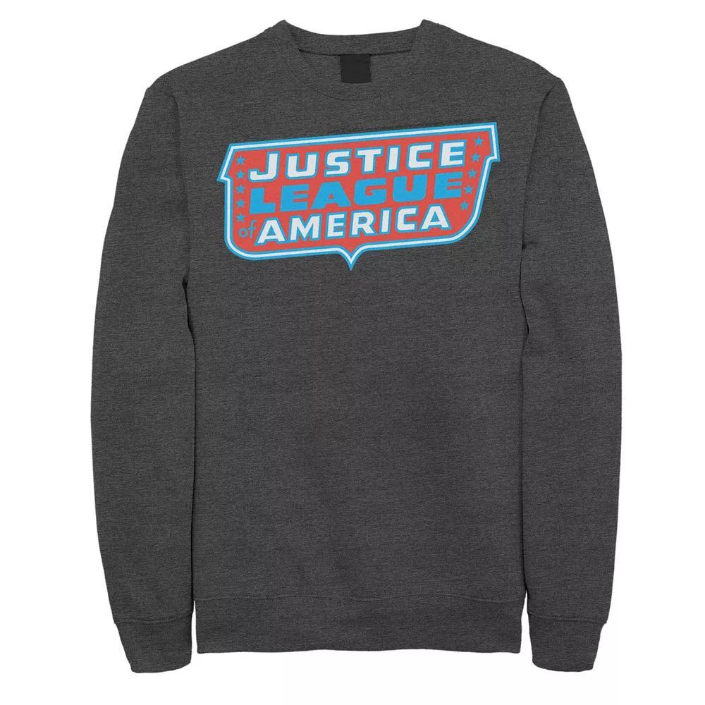 Men's DC Comics Justice League Of America Text Poster Logo Sweatshirt, Size: XXL, Athletic Grey Product Image