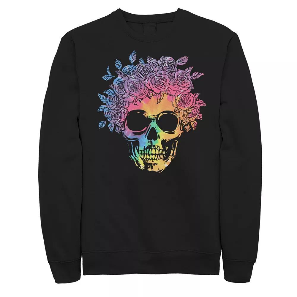 Juniors' Skull Tie Dye Flowers Fleece, Girl's, Size: XL, Black Product Image